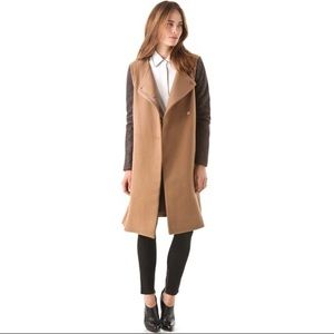 BCBGMAXAZRIA Genova Dark Camel Contrast Coat